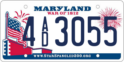 MD license plate 4AD3055