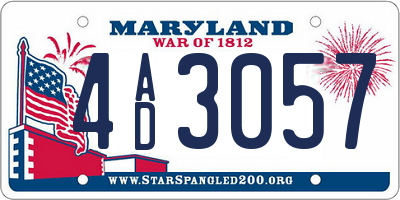 MD license plate 4AD3057