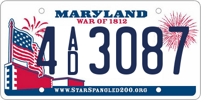 MD license plate 4AD3087