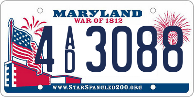 MD license plate 4AD3088