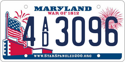 MD license plate 4AD3096