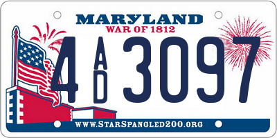 MD license plate 4AD3097