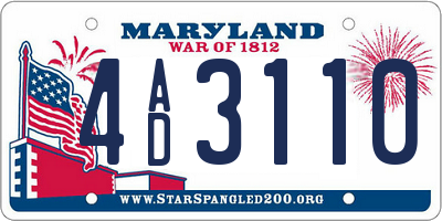 MD license plate 4AD3110