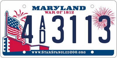MD license plate 4AD3113