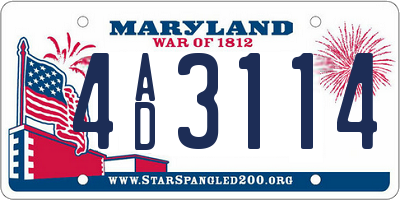 MD license plate 4AD3114