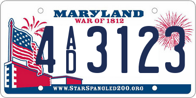 MD license plate 4AD3123