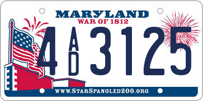 MD license plate 4AD3125