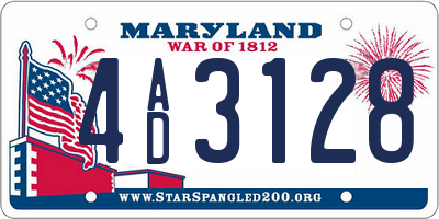 MD license plate 4AD3128