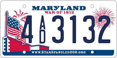 MD license plate 4AD3132