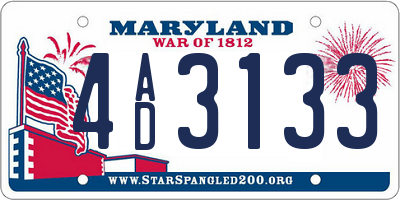 MD license plate 4AD3133