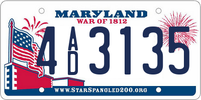 MD license plate 4AD3135