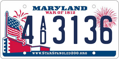 MD license plate 4AD3136