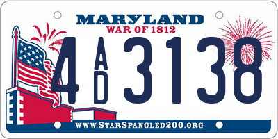 MD license plate 4AD3138