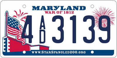 MD license plate 4AD3139