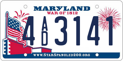 MD license plate 4AD3141