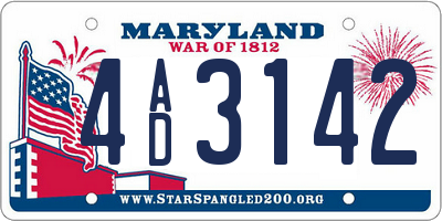 MD license plate 4AD3142