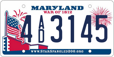 MD license plate 4AD3145