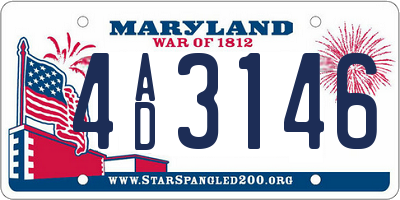 MD license plate 4AD3146