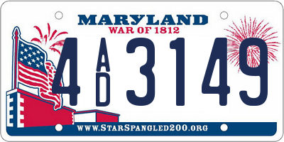 MD license plate 4AD3149