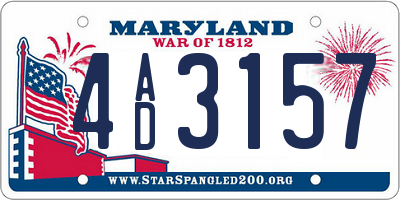 MD license plate 4AD3157