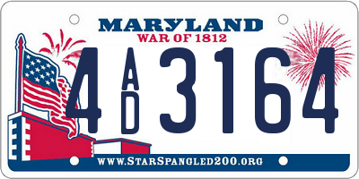 MD license plate 4AD3164