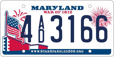 MD license plate 4AD3166