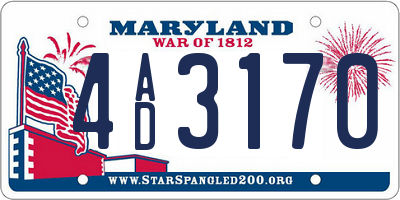 MD license plate 4AD3170