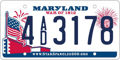 MD license plate 4AD3178