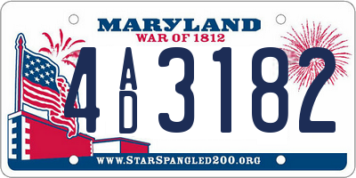 MD license plate 4AD3182