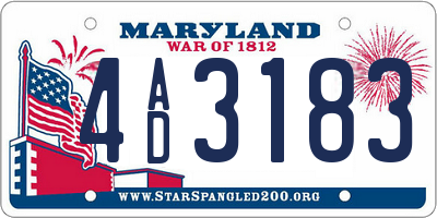 MD license plate 4AD3183