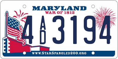 MD license plate 4AD3194