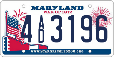 MD license plate 4AD3196