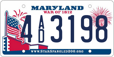 MD license plate 4AD3198