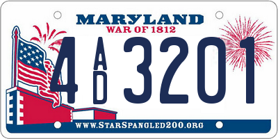 MD license plate 4AD3201