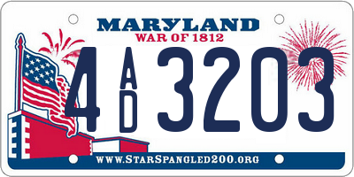 MD license plate 4AD3203