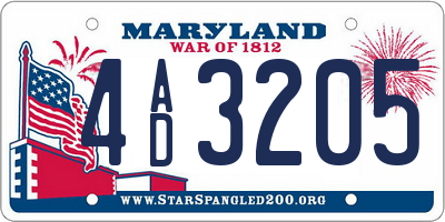 MD license plate 4AD3205