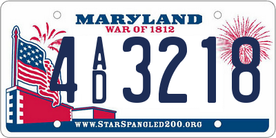 MD license plate 4AD3218