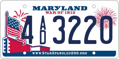 MD license plate 4AD3220
