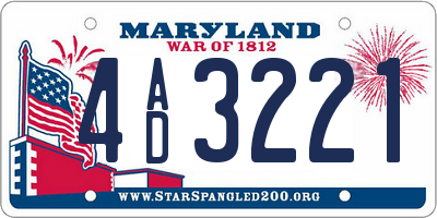 MD license plate 4AD3221