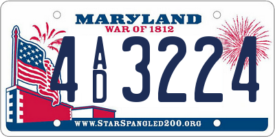 MD license plate 4AD3224