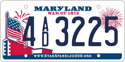 MD license plate 4AD3225