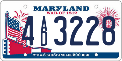 MD license plate 4AD3228