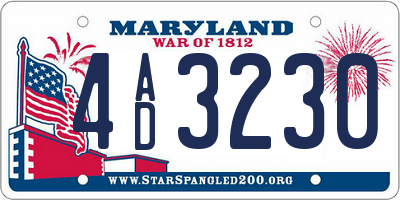 MD license plate 4AD3230