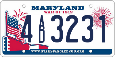 MD license plate 4AD3231