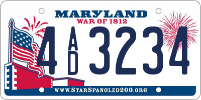 MD license plate 4AD3234