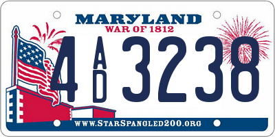 MD license plate 4AD3238