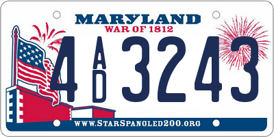MD license plate 4AD3243