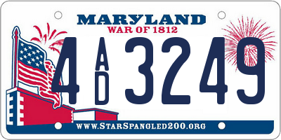 MD license plate 4AD3249