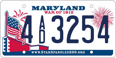 MD license plate 4AD3254