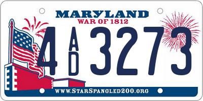 MD license plate 4AD3273